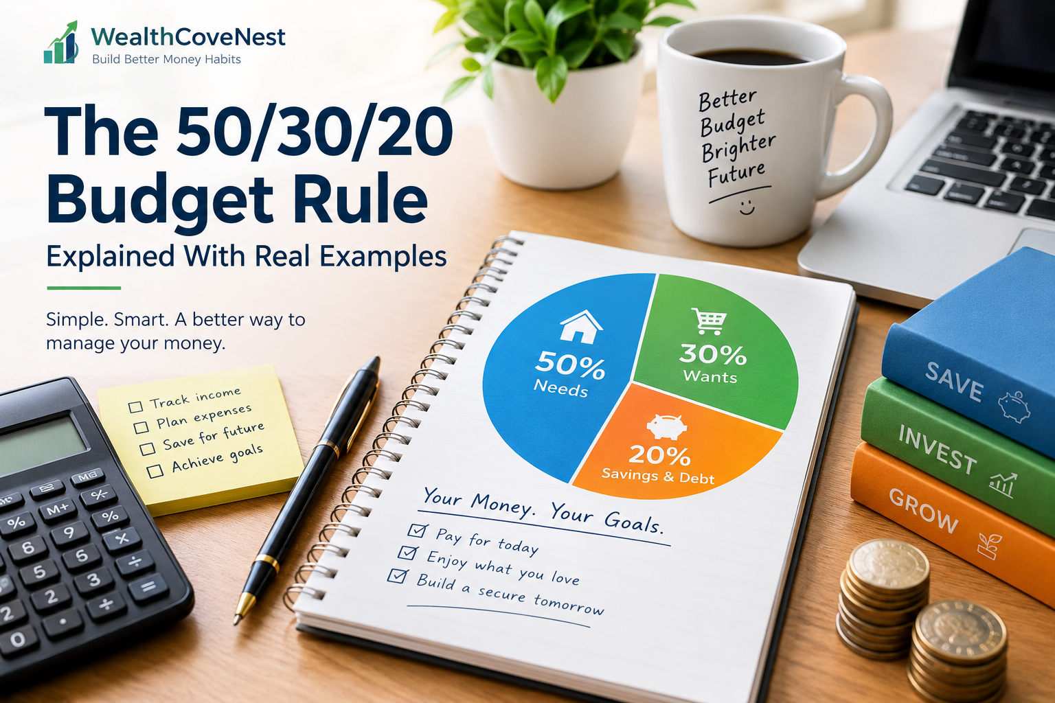 SEO Title: The 50/30/20 Budget Rule Explained With Real Examples Meta Description: Learn how the 50/30/20 Budget Rule works with real examples. Discover how to divide income between needs, wants, savings, and debt. Slug: 50-30-20-budget-rule Focus Keyword: Budget Rule SEO Tags: Budget Rule, 50/30/20 Budget, Budgeting Tips, Monthly Budget Plan, Saving Money Image Alt Text: A monthly budget planner showing the 50/30/20 Budget Rule for needs wants and savings.